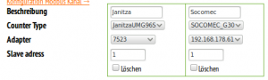 Energiemonitor Modbus TCP Slave Modbus TCP, Modbus RTU Kanalkonfiguration