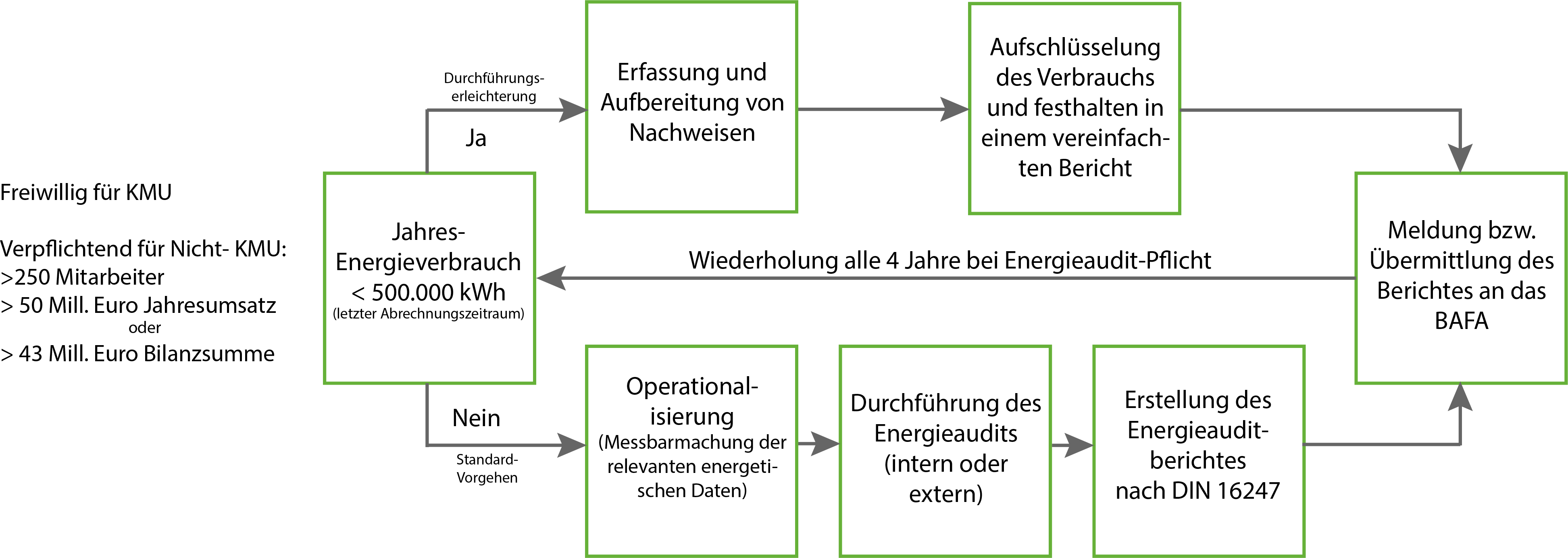 Ablauf des Energieaudits nach DIN 16247